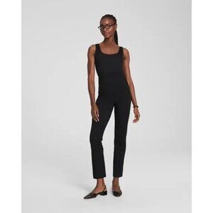SPANX Alexia High Rise Skinny Jeans S Black Coated Side Zip Stretch Size L